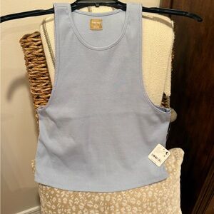 Free People Light Blue Ribbed Tank Top